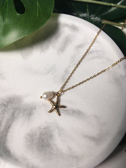 Collier Starfish and Pearl