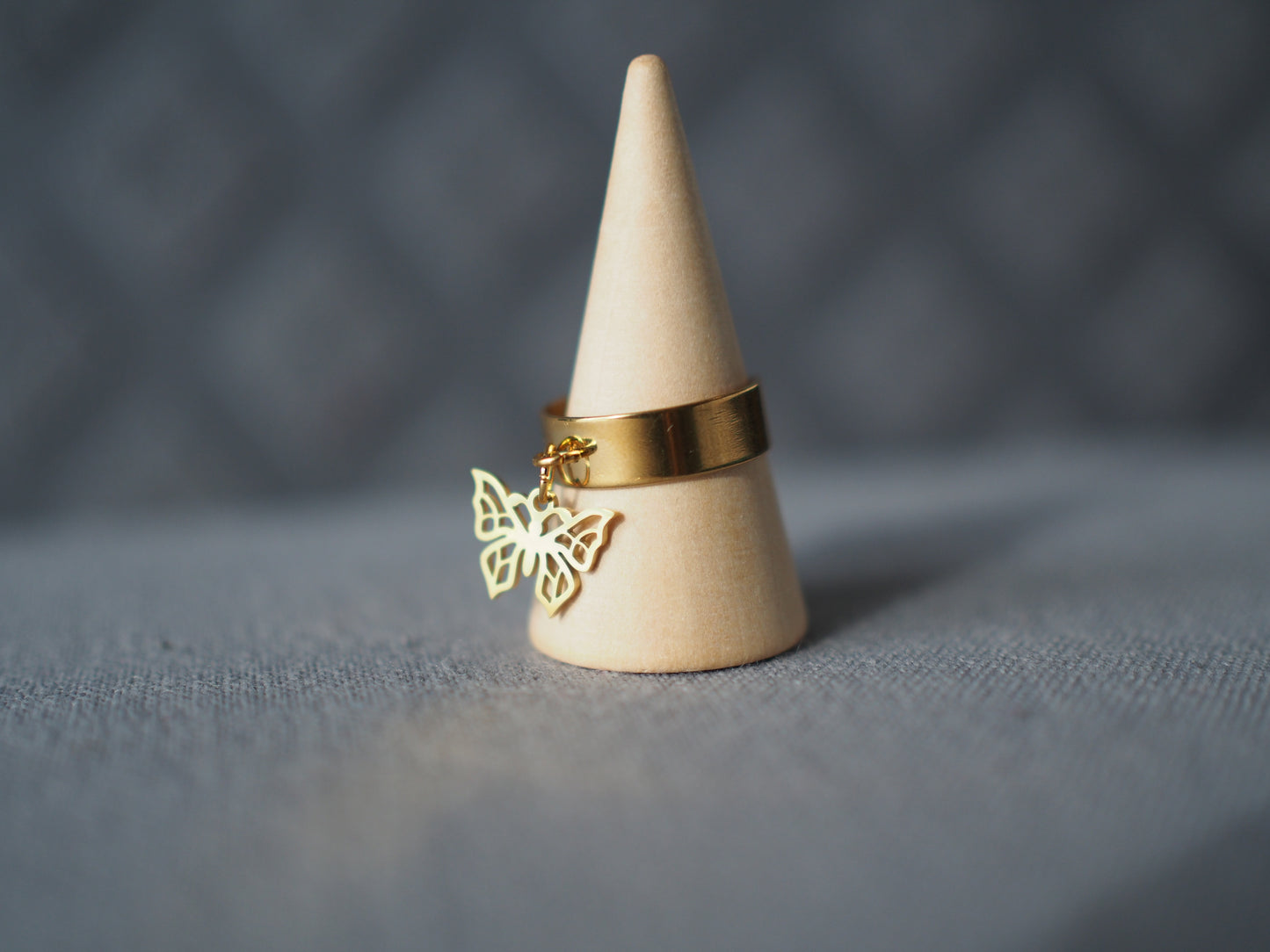 Butterfly | Bague breloque en acier inoxydable